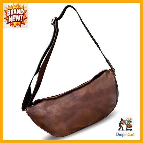 Genuine Leather Sling Backpack Crossbody Vintage Retro Daypack Casual
